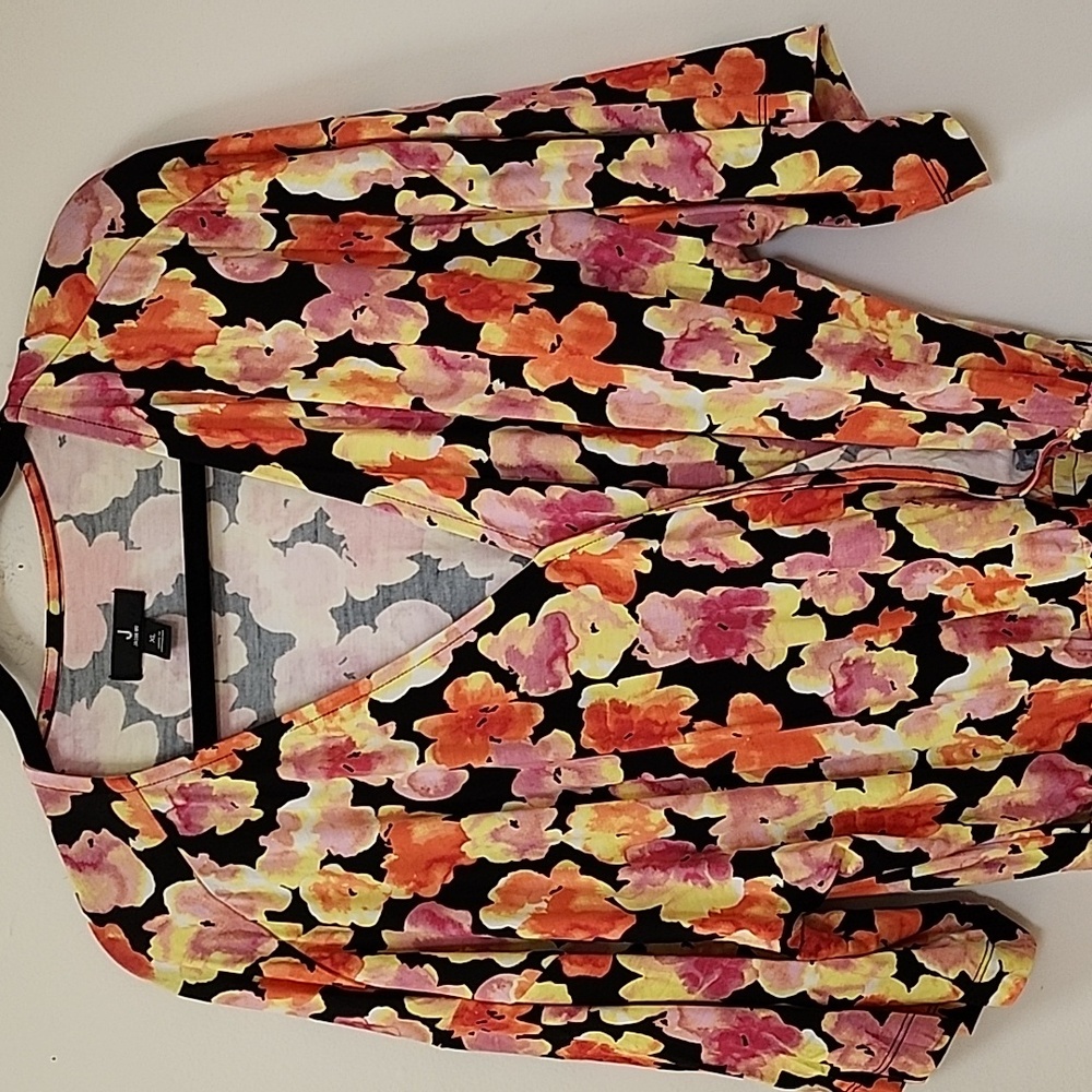 J Jason Wu Knit Printed Floral Wrap Dress Blackpink Orange  Floral Size XL - Picture 8 of 16
